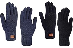 Chalier Fashion 2 Paare Damen Winter Touchscreen Handschuhe Winterhandschuhe Mit elastischen Manschetten Strick Sport Warme Handschuhe für Skifahren Radfahren und SMS MEHRWEG