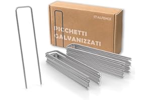 Italfence - Picchetti in acciaio zincato per telo pacciamatura (Tutte le misure) [Ø3,00mm, 100 pezzi]