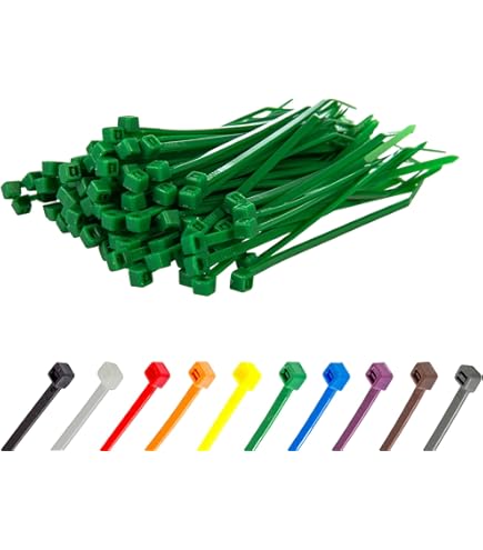 Lot De 100 Serres-câbles (cable Ties) Vertes 200mm X 4,8mm - Nylon Renforcé, Résistance 21kg - Pour Rangement Câbles Intérieur/extérieur
