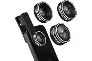 Godefa 3-in-1-Handy-Kamera-Objektiv-Set, 205°-Fischaugenobjektiv + Makro-Objektiv + 120°-Weitwinkelobjektiv, zum Anklippen, kompatibel mit iPhone, den meisten Smartphones