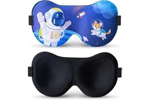 Yemiany Masque de nuit enfant, 3D Masque sommeil enfant, Réglable sleep mask, Doux et confortable, Lavable en machine, Convient aux garçons et aux filles, Astronaute