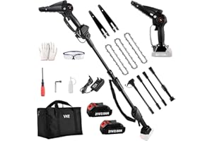 VKE Motosierra Eléctrica Telescópica Hasta 230cm, VKE 2-en-1 Mini Motosierra Bateria con 2 Baterías y bolsa de almacenamiento, Sierra Electrica Podar Arboles Para Cortar Ramas Y Hochentaster