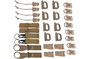 BOXWIZARD Kit de 30 Pièces Jointes pour Sac à Dos Tactique Molle, Boucle en D, Boucle de Sac à Dos, Ruban en Nylon, Accessoires pour Pique-niques, Camping, Voyage(Bronzer)