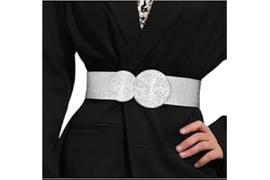 VONMELLI Ampie Cintura Elastica Donna con Fibbia Grande Dorata per Abiti Vintage Cintura Donna Retrò Cinture Oro Nera per Vestito Soprabito Jeans