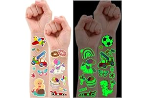 Leesgel Świecące Tatuaże dla Dzieci - 56 Arkuszy, Tymczasowe Naklejki dla Dziewcząt i Chłopców, Upominek na Urodziny, Prezenty dla Gości