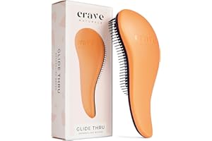 Crave Naturals Glide Detangler Hair Brush - Perfect Tangle Teezer for Curly Hair, Straight Hair, Wet or Dry, and a Great Stocking Filler - Detangle Hair Brush for Women, Men, and Kids - Coral