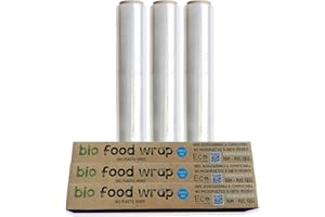 ECOGREENLIVING Eco Green Living Cling Film 30cm, Extra Strong, Lightweight and Heavy Duty Food Wrap, Plastic Free Cling Wrap for Food Packaging and Storage 30m, 3 Rolls