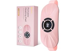 CUIETUEE Portable Cordless Heating Pad for Period Cramps, Voice Reminder Menstrual Heating Pad with 6 Heat Levels and 6 Massage Modes, 3s Fast Heating, Gifts for Her Women Girls