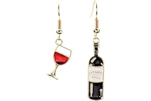 Bluebubble CHEERS Wine Bottle and Glass Dangle Earrings on Gift Card