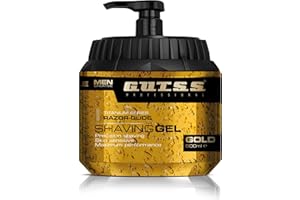 Gutss Professional Shaving Gel with Pump for Men- Fresh Active Smooth Shave for Skin Types – Non-Irritating Moisturizing Effect - Soothing Soften Pre-Shaving - Refreshing Fragrance 500ml (Gold)