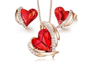 CDE Zestaw biżuterii damskiej, prezent dla kobiet, naszyjnik, kolczyki, łańcuszek, biżuteria na Dzień Matki, zestaw prezentowy, wysadzany kamieniami w pudełku na prezent, idealny prezent na urodziny