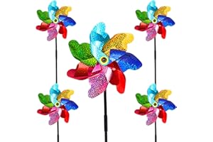 YITLA Windrad Vogelabwehr Taubenabwehr, Windrad GartenTaubenschreck,Taubenabwehr Balkon,Reflektierende Windräder Vogelschreck Vogelabwehr to Protect Garten,Hof, Obstgarten (5 Colorful Windmill)