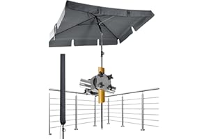 4smile Sonnenschirm Balkon SunnyShade 3-in-1 SET in Anthrazit - UPF 50+ Sonnenschirm rechteckig 200 x 125 cm + Sonnenschirmhalter Balkongeländer + Sonnenschirmhülle