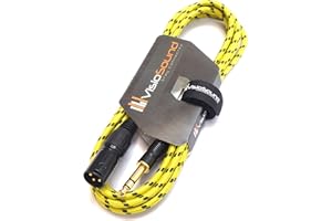VisioSound Male XLR to 6.35mm Stereo TRS Jack Lead/Balanced Signal/Audio Speaker Cable (3m, Yellow/Black)