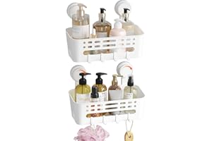 Lifewit Pojemnik prysznicowy, przyssawka, 26,4 cm, zdejmowane półki prysznicowe do wewnątrz prysznica, kosz łazienkowy bez wiercenia, organizery prysznicowe i stojak do przechowywania mydła, szamponu