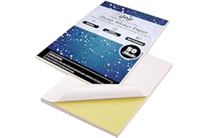 DOJR Sticker Paper for Printer A4 - Pack of 50 Printable Sticker Paper for Arts & Crafts Drawing & Photos- Self Adhesive Labels Paper for Inkjet & Laser Printer (A4-50 Glossy)