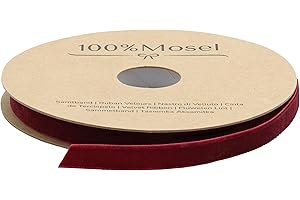 100%Mosel - Nastro decorativo in velluto, 1 cm x 10 m, per decorare e bricolage, per confezionare regali speciali, colore rosso Bordeaux