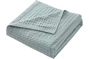 Hayisugal Tagesdecke 100% Baumwolle Waffelpique Kuscheldecke Flauschige Wohndecke soft Sommerdecke Waffeloptik Luftige Baumwolldecke als Bett Überwurf, Sofa Couch Decke, Hellblau, 200 x 230cm