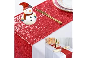 ShinyBeauty, runner da tavola da 175 cm, con paillettes, colore rosso, per feste, tavolino da caffè, per soggiorno, sala da pranzo, 30 x 180 cm, colore: rosso