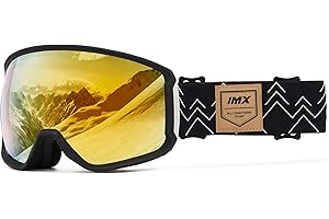 IMX RACING Peak Gafas de Esquí y Snowboard Esponja de triple capa Lente doble Resistente a los arañazos Antiniebla y revestimiento UV Cinturón ancho con estampado de silicona