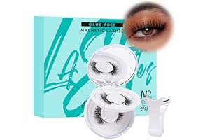 AMZGIRL LASH Magnetyczne rzęsy z aplikatorem klastrów, naturalne magnetyczne sztuczne rzęsy zestaw do przedłużania rzęs z magnesami, bez kleju do rzęs (2 pary)