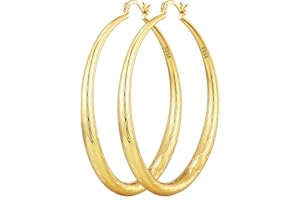 PRETOLE 925 Sterling Silver Hoop for Women Gold Hoop Earrings Hypoallergenic Diamond-Cut Ripples Designed - Non Tarnish Large Hoop Earrings(30/40/50/60/70Mm)