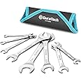 DURATECH Super-Thin Open End Wrench Set, Metric, 8-Piece, 5.5mm to 27 mm, CR-V, with Rolling Pouch