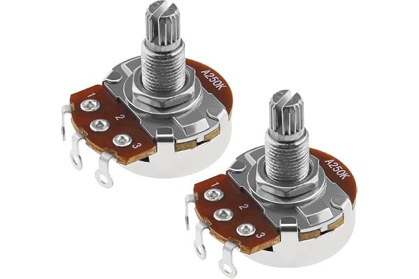 YINETTECH 2pcs Mini Potentiomètres à Arbre Fendu Métriques de 18mm Potentiomètres de Guitare A250K Pots Coniques Audio pour Guitare Électrique Contrôle des Basses Pièces de Volume de Tonalité