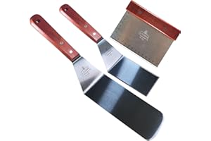 LA CUISINE FOR LIFE La Cuisine Grillspatel, Grillwender, BBQ-Werkzeugset aus Edelstahl – Robuster langer Plancha-Spatel, Zerkleinerer/Schaber mit Massivholzgriff, ideal für Grill, Burger-Smash, Teppanyaki, Küch