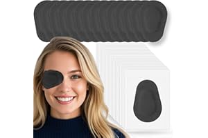 THSIREE 45 Pcs Adhesive Eye Patches for Adults, Medical Eye Patch Disposable Breathable Eyepatch for Amblyopia Lazy Eye Latex Free Adhesive Bandages for Adults, Black Regular Size 3.3×2.3 inches