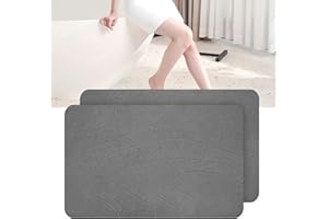 DAI LUFEI Tapis de Bain en Pierre–Ensemble de 2 pièces Tapis de Douche Super Absorbant en Terre de Diatomées, Tapis de Baignoire Antidérapant à Séchage Rapide (Gris foncé*2)