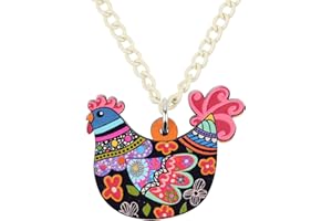 DUOWEI Cute Acrylic Chicken Gifts Charms Chicken Necklace Pendant for Chicken Lovers