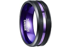 NUNCAD Ring Herren Damen aus Wolframcarbid, Grün Rot Lila Partner Ring 8mm Breit, Comfort-Fit, perfekt für Party, Hochzeit, Verlobung und Hobby Größe 52 (16.6)-78.0 (24.83)