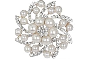 YEYERT Elegant Faux Pearl Flower Rhinestone Wedding Brooch Crystal Corsage Pin Brooch Women Clothing Accessories Jewelry Gift For Bride Girl Women