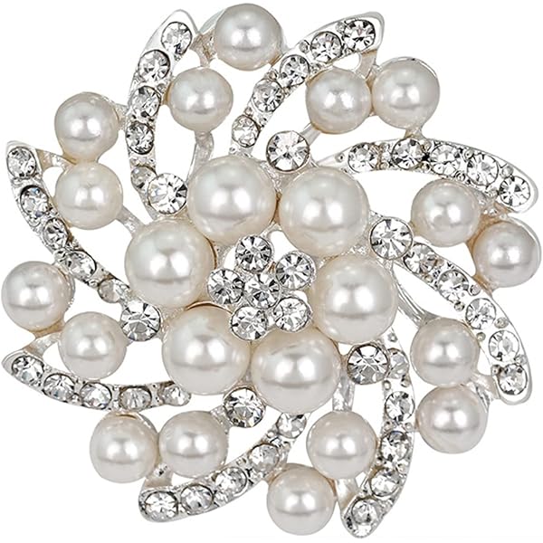 Broche Fleur Strass Cristal Pour Femmes - Diamètre 3,8 Cm - Idéal Pour Mariage, Soirée, Cadeau - Plaqué Or/argent Hypoallergénique - 9