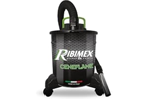Ribimex Aspiracenere Elettrico Ceneflame, con Filtro HEPA Lavabile e Funzione Soffiante, Bidone da 18 L, Potenza 1200 W, Ideale per Aspirare Ceneri Fredde di Stufe, Caminetti e Barbecue - PRCEN007