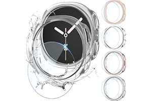 TGKML Pack of 4 + 4 Waterproof Protective Case Compatible with Samsung Galaxy Watch 8 40 mm, All-Round Hard PC Case Scratch-Resistant Screen Protector Tempered Glass Screen Protector for Samsung Watch