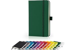 Savvy Bee Premium A6 Notebook New Lined Pocket Hardback Small Journal with pen loop, elastic closure and ribbon marker 196 pages / 98 sheets Notepad Note Book Notes Pad (Green)