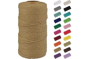 Uiopa Macrame Corde 2mm x 100m, Naturel Fil Macramé Fil de Coton Ficelle Corde, DIY Cordelette pour Tressée, Tapisserie de Plante, Tenture Murale, Cadeau Décoration, Emballage (Brun)