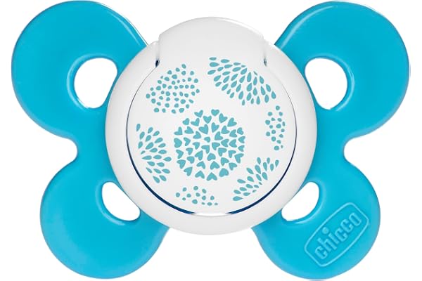 Chicco PhysioForma Comfort Tétines Bébé en Silicone, Sucette Douce et Tendre, Aide à la Respiration, Favorise le Développement de la Bouche, de 6 à 16 Mois, 1 Unité, Bleu, Coloris Aléatoire