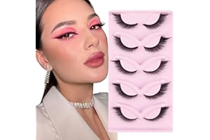 Glowing Win Ciglia Finte Naturali 5 Paia Ciglia Finte Cat Eye Lashes Fox Eye Wispy Ciglia di Volpe Fluffy Occhio di Gatto Ciglia Finte Natural 3D Eyelashes