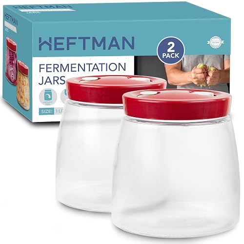 HEFTMAN Gärglas 1 L mit Luftventil, 2er-Set