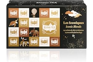 Kusmi Tea - Assortiment de Thé Noir, Vert, Blanc & Infusions Bio - Les iconiques - 24 sachets, 8 Recettes Emblématiques - Idée Cadeau Homme et Femme (Les Voyages Extraordinaires)