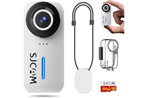 SJCAM C110 Magnetic Body Cameras with Audio & Video Recording,4K 200min | 64GB Card,30M Waterproof Mini Thumb Action Cam,EIS Stabilisation Bike Helmet Camera,8x Zoom,f/2.0 POV Camera Bodycam,White
