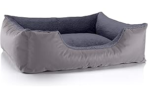 BedDog® Perro/Gato Cama Teddy S à XXXL, 14 Colores a Elegir, de Cordura y Microfibra, Cama para Perros Lavable, cojín para Perros, para Interiores y Exteriores, tamaño L, Gris/Gris