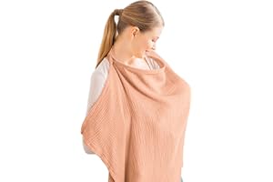 Konssy Copertura per allattamento al seno in mussola, traspirante, 100% cotone, con cerchio rigido, per grembiule da allattamento, copertura multiuso per seggiolino auto (pesca)