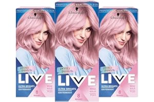 Schwarzkopf LIVE Pretty Pastels Pink Gold Hair Dye, Pack of 3, Semi-Permanent Colour last up to 8 washes- P123 Rose Gold
