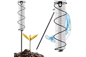 IWTBNOA Pluviómetro para exteriores, pluviómetro con estaca, pluviómetro de cristal con escala clara, medidor de agua, medidor de precipitación, pluviómetro, decoración para jardín, césped, terraza