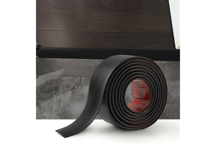 2M Laminate Flooring Threshold Transition Strip,PVC Door Bars for Doorways,Self Adhesive Vinyl Floor Edge Trim,Tile to Laminate Beading,Floor Joining Strip Gap Covering(5cm,Black)