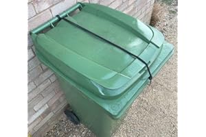 CHURCH PRODUCTS UK Wheelie Bin Straps Lid Securing Tie Down Strap No Drilling No Tools Bungee Cord Black (3)